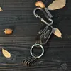 Nyckelringar Vintage Dice Pack Cowhide Läder Keychain Metal Loop Key Ring FOB Belt Gifts Random Color Miri22