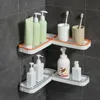 Krokar skenor 1 st corner dusch hylla badrum shampoo hållare kök lagring rack väggfri stansbad