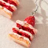 Żywica Truskawka Cake Wisiorki Wiszące Kolczyki Symulacja Żywność Dynda Kolczyk Keychain Moda Biżuteria Akcesoria