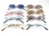 Óculos de sol Novo Retro Piccadilly Irregular Cristal Corte Lente Eyewear 02818 Pernas de Animais Frameless Moda Avant-Gardas Projeto UV400 Óculos decorativos de cor clara