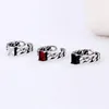 الرجعية الفضية مربعة مربع الماس Solitaire Ring Red Black سلسلة سوداء مفتوحة حلقات الأحجار الكريمة القابلة للتعديل الفرقة للنساء رجال أزياء المجوهرات الإرادة و Sandy