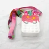 Factory direct selling silicone toys children cute colorful unicorn bubble messenger coin purse children gift1279973