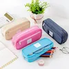 Zippered Pen Case College Office Pencil Bag Nylon Stationery Lagring Pouch Kids Students Organizer