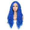 Perucas sintéticas aimeya azul de água longa onda de água peruca frontal para mulheres parte média sem glueless preso diariamente desgaste de cosplay tobi221250627