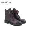 Sophitina Women's Boots高品質本革ラウンドトゥファッションジッパーシューズ特殊足首ブーツSC319 210513