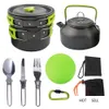 1 Set of Outdoor Pots and Pans Camping Cookware Picnic Cookware Set, Non Stick Tableware With Folding Spoon Knife Cutting Board
