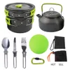 1 ensemble de casseroles et poêles d'extérieur, ustensiles de cuisine de Camping, batterie de cuisine de pique-nique, vaisselle antiadhésive avec cuillère pliante, couteau, planche à découper