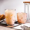 jankng折り紙スタイル透明ティーコーヒーマグアイスビール耐熱ガラスカップクリエイティブミルクジュースマグカップ
