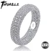 Migliore qualità 925 sterling silver timbro anello pieno ghiacciato cubic zirconia uomo donna anelli di fidanzamento gioielli con fascino per i regali Y0723