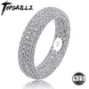 Qualité 925 Sterling Argent Timbre Bague Pleine Glacée Zircone Cubique Hommes Femmes Bagues de Fiançailles Bijoux De Charme Pour Cadeaux Y07237291091