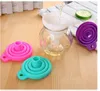 Portable mini-foldable silicone funnel Kitchen bar tools color funnels Prevent spill liquid filling tool accessories