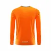 Orange à manches longues chemise de course hommes Fitness vêtements de Sport ajustement séchage rapide Compression entraînement Sport haut