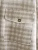 Styl chłopaka Gingham Sprawdzić Krawatę Plaid Koszula Lapel Z Długim Rękawem Pockets Bluzka Topy Płaszcz Blusas Chemise Femme Blusa Grey Green 210429