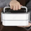 Double Layer Lunch Box Portable Stainless Steel Eco-Friendly Insulated Food Container Storage Bento Boxes with Keep warm Bag DAA222