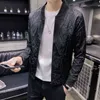 Kurtki Streetwear Mężczyźni Jesień Slim Fit Jacquard Kurtka Płaszcze Mężczyźni Bombowiec Kurtka Vintage Casual Club Outfit Y1109