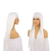 Hair Synthetic Wigs Cosplay Fgy 26 Inch Long Straight with Bangs White Wig Cosplay Red Green Lolita Ladies Anime High Temperature Fiber Synthetic 220225