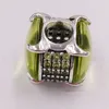 Kızlar için 925 Ayar Gümüş Moda Takı Pandora Yeşil Oval Cabochon Charms Zincir DIY Bilezik Yapma Malzemeleri Seti Çocuklar Kadın Boncuk Kristal Kolye 799309C02