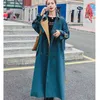 Fashion Elegant Vintage Women Long Trench Coat Autumn Sleeve Double-breasted Belted Korean Ladies Maxi Mujer 210513