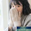 Las mujeres de invierno se mantienen abrigadas además de terciopelo en el interior Espesar Mitones de tejido Dedo completo Ciclismo Guantes de lana Estilo japonés Lindo Encantador Precio de fábrica Diseño experto Calidad