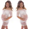 Sexy Lace Dress Pregnancy Women Pregnants Maternity Photography Props Off Shoulders Solid Dress Clothes For Family Photo Shoot Q0713