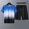 Homens Sportsuits Fitness Dois Peças T-shirt T-shirt Calções Mens Tracksuit Patchwork Casual Moda Track Ternos Brand Torneira Definido Home X0610