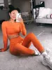 Yoga Outfit 2pcs/set Women Suit Seamless Sport Gym Workout Clothes With Hole Long Sleeve Pink Red Black Fitness 7 Colors