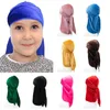 Barn durags unisex fast färg sammet andas lång svans bandana barn hatt turban dur ham cap headban huvudkläder hår tillbehör be5380550