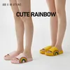 UTUNE Rainbow Slippers Indoor Shoes Women Men Leak Bathroom Slides Lovely Summer Soft EVA Anti-slip Women Home Slipper Sandals 211012