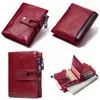 Wallets Dropship Crazy Horse Leather 14 Cards Slots Vintage Short Bifold Wallet Men With Coin Pockets Holographic