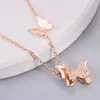 Elegant Womens Frosted Double Butterfly Charm Pendant Necklace for Young Ladies Gift