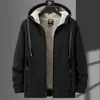 Chaqueta cálida de invierno con bolsillos y cremallera para hombre, abrigo térmico de lana gruesa negra y gris, chaquetas informales cortavientos para hombre de talla grande 6XL 7XL 8XL 211217