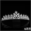 Jewelryeurope And American Style Rhinestone Queen Wedding Crown Tiaras Sier Bridal Pearl Crystal Alloy Tiara Hair Jewelry Aessoriesps2441 Dro
