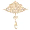 Pins, Brooches Large Size Moroccan Style Jewelry Brooch Classic Hollow Crystal With Rhinestone Arabic Wedding