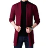 Homens de longa camisola de estilo primavera e outono x-longo knit jaquetas de cor sólida 210909