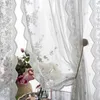 커튼 드레이프 현대 럭셔리 얇은 얇은 명주 그려 커튼 거실 침실 주방 장식 베이 창 자수 꽃 완료