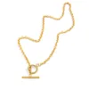 Collana a catena con lucchetto in acciaio inossidabile color oro 100 color argento per donna E T Bar pendente Rolo O Link Collares De Moda Chains2008318