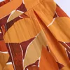 Frauen tropische Blätter drucken Faltendesign Bermuda Shorts weibliche schicke böhmische stil beiläufige pantalon cortos 210521