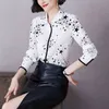 Coreano Chiffon Shirts Mulheres Cetim Cópia Camisa Mulheres Manga Longa Silk Shirts Elegante Mulher Curva Blusas Senhoras Tops Plus Size 210515