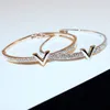 Letter V Crystal Bangles Jewelry Bracelets for Women Arm Cuff pulseiras para as mulheres7967476
