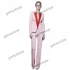 2022 Trajes de chaqueta rosa para mujer con bolsillos Vestido de dama de honor Mangas largas Vestidos de fiesta Ropa de abrigo Chaqueta Pantalones