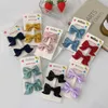 Korean solid color cloth bow hairpin bangs broken hair edge clip back of head double horsetail girl accessories