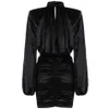 Free Black Velvet Suit Women High Neck Lantern Sleeve Short Top & Draped Mini Skirt Club Party 2 Two Piece Set 210524