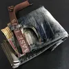 Italiensk stil mode män jeans hög kvalitet retro tvätt elastisk smal passform rippad vintage designer casual denim byxor mi79