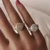 Knobspin S925 Стерлинговое серебро 18k Белые Позолоченные Полные бриллианты Игристые кольца для Женщин Мужчины Партия Прекрасные Изделия 220113