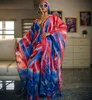 Roupas étnicas Moda Design Clássico Dashiki Feminino Abaya Chiffon Tecido Imprimir Vestido Loxo + Calças 2 Peça para Senhora