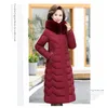 X-long Women Coats parkas Slim Office Ladies Solid Women's Winter Jacket Hooded With Fur Collar Thick Cotton Padded Parkas