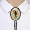 Bolo Ties Naturel stone Scorpion patton bolo tie for man Indian cowboy western cowgirl leather rope zinc alloy necktie HKD230719