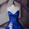 Royal Blue Beading Wedding Dress Appliqued Sweetheart Neck Bridal Gowns Strapless Ball Gown Party Dresses