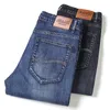 Heren jeans 2021 lente mannen zakelijke casual klassieke blauwe zwarte mode stretch rechte denim broek merk mannelijk kantoor werk