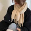 Egg Korean dongdamen solid color knitted wool scarf Korean autumn and winter versatile thickened warm tassel shawl 5RAT4